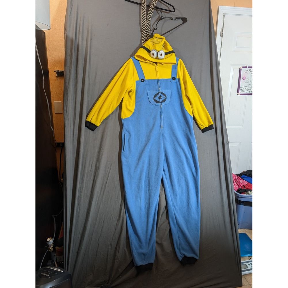 Despicable Me Minion One Piece‎ Pajamas Costume Fleece Jumpsuit M L